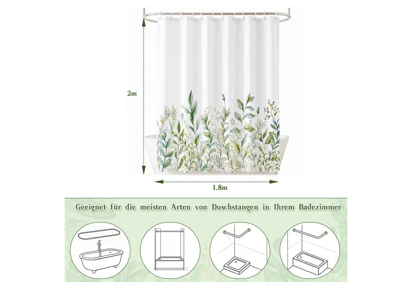 M&W DAS DESIGN Duschvorhang Vintage Garden Gelb Grün Polyester