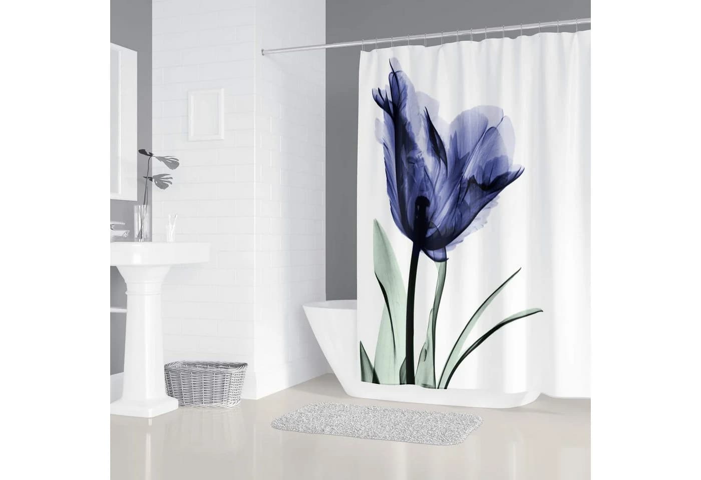 M&W DAS DESIGN Duschvorhang 180x200 Lila Tulpen