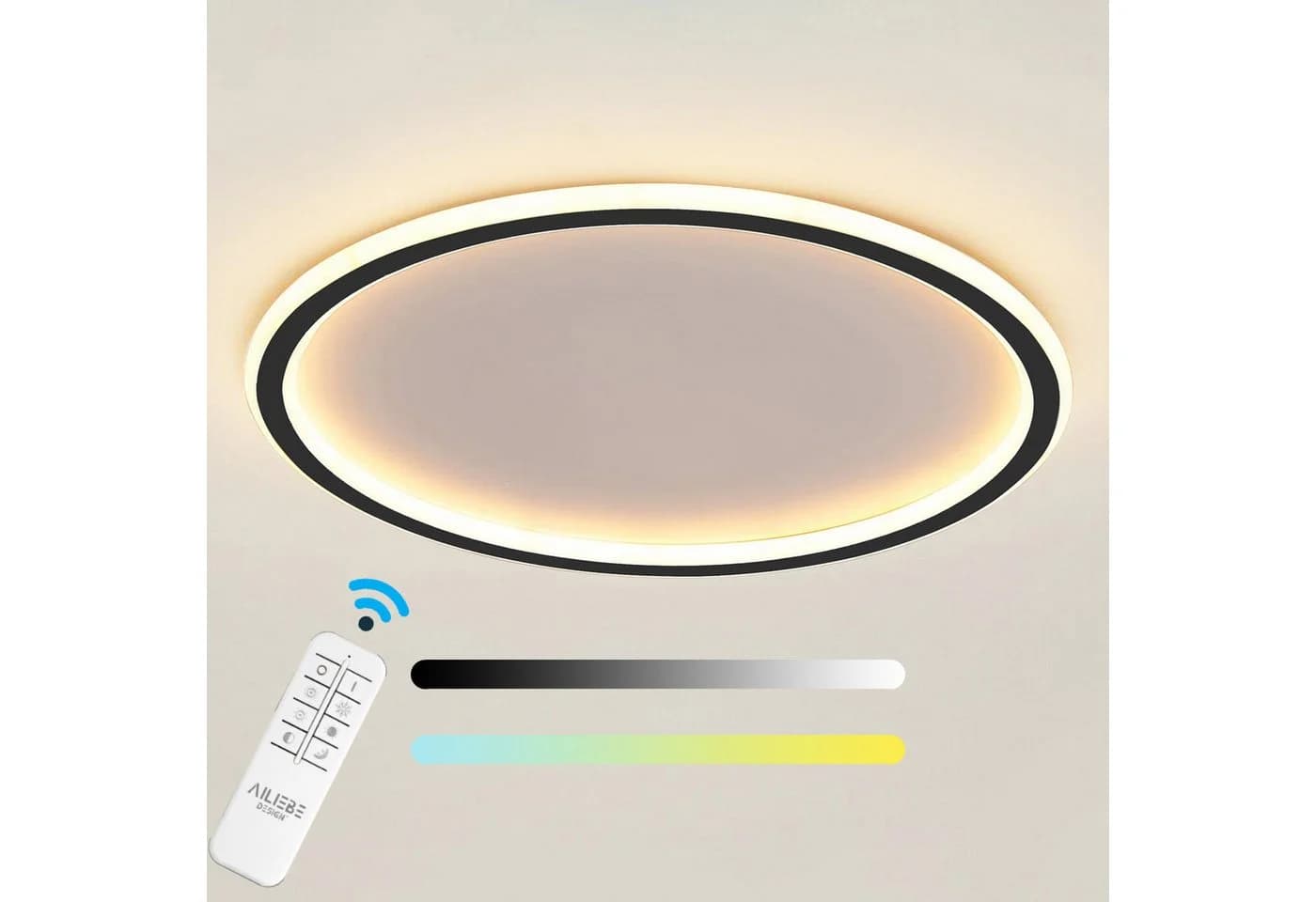 Ailiebe Design LED Deckenleuchte 40 cm Dimmbar mit Fernbedienung - Bild 2