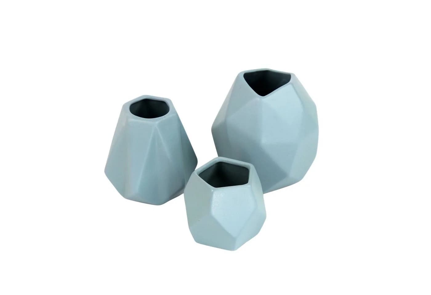 Flanacom Deko-Vase 3-tlg. Keramik Puristisch Matt-Blau - Bild 3