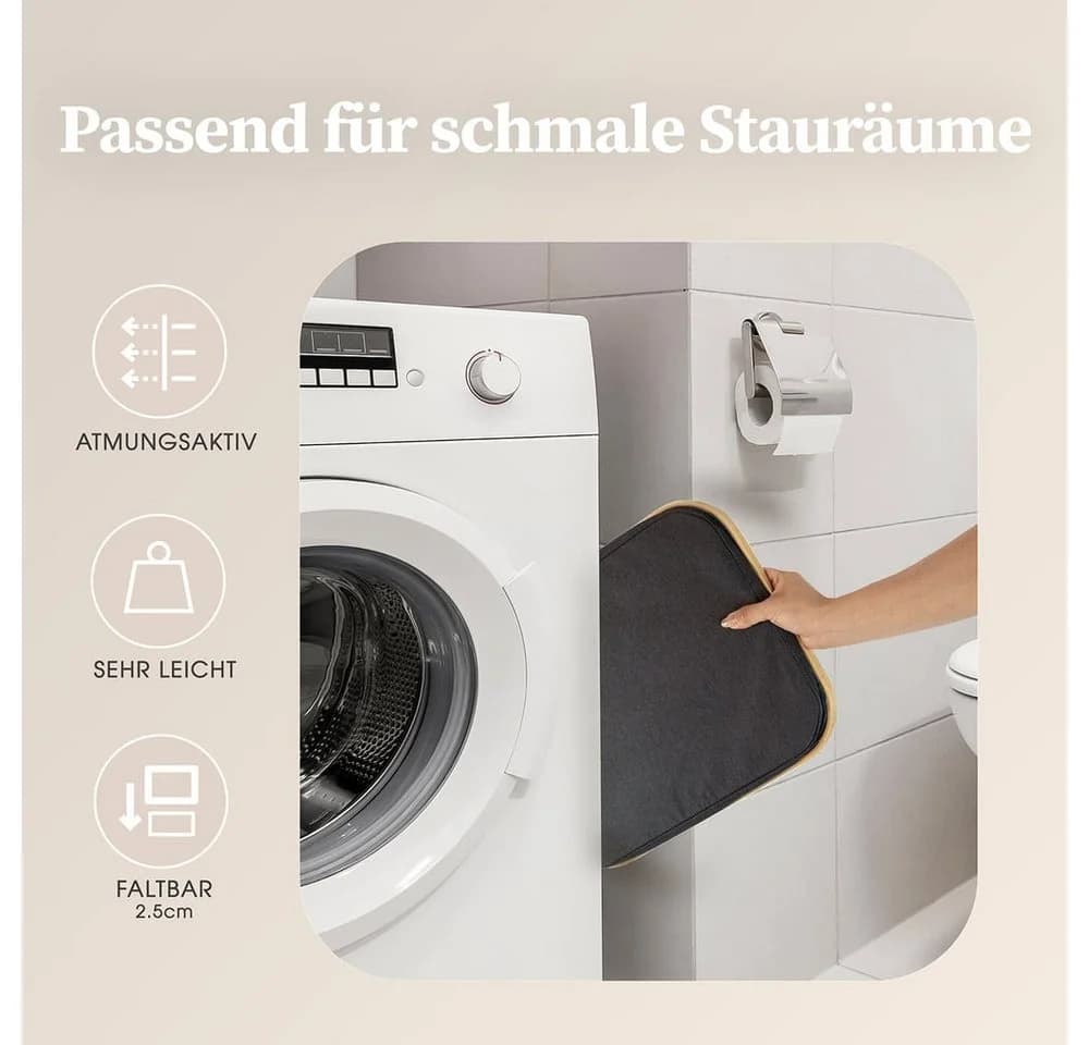 HENNEZ Aufbewahrungskorb 40L Grau/Schwarz Bambusrahmen