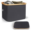 HENNEZ Aufbewahrungskorb 40L Grau/Schwarz Bambusrahmen Bild 2