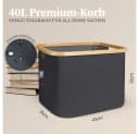 HENNEZ Aufbewahrungskorb 40L Grau/Schwarz Bambusrahmen Bild 3