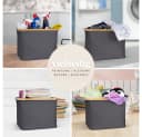 HENNEZ Aufbewahrungskorb 40L Grau/Schwarz Bambusrahmen Bild 4