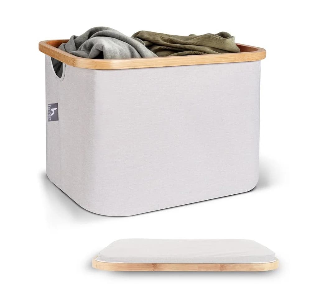 HENNEZ Aufbewahrungskorb 40l Beige Weiß Bambus für IKEA Kallax - Bild 2