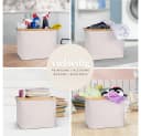 HENNEZ Aufbewahrungskorb 40l Beige Weiß Bambus für IKEA Kallax Bild 4
