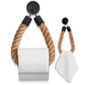 HENNEZ Toilettenpapierhalter ohne Bohren - Naturjute-Seil - Mattschwarz Bild 2