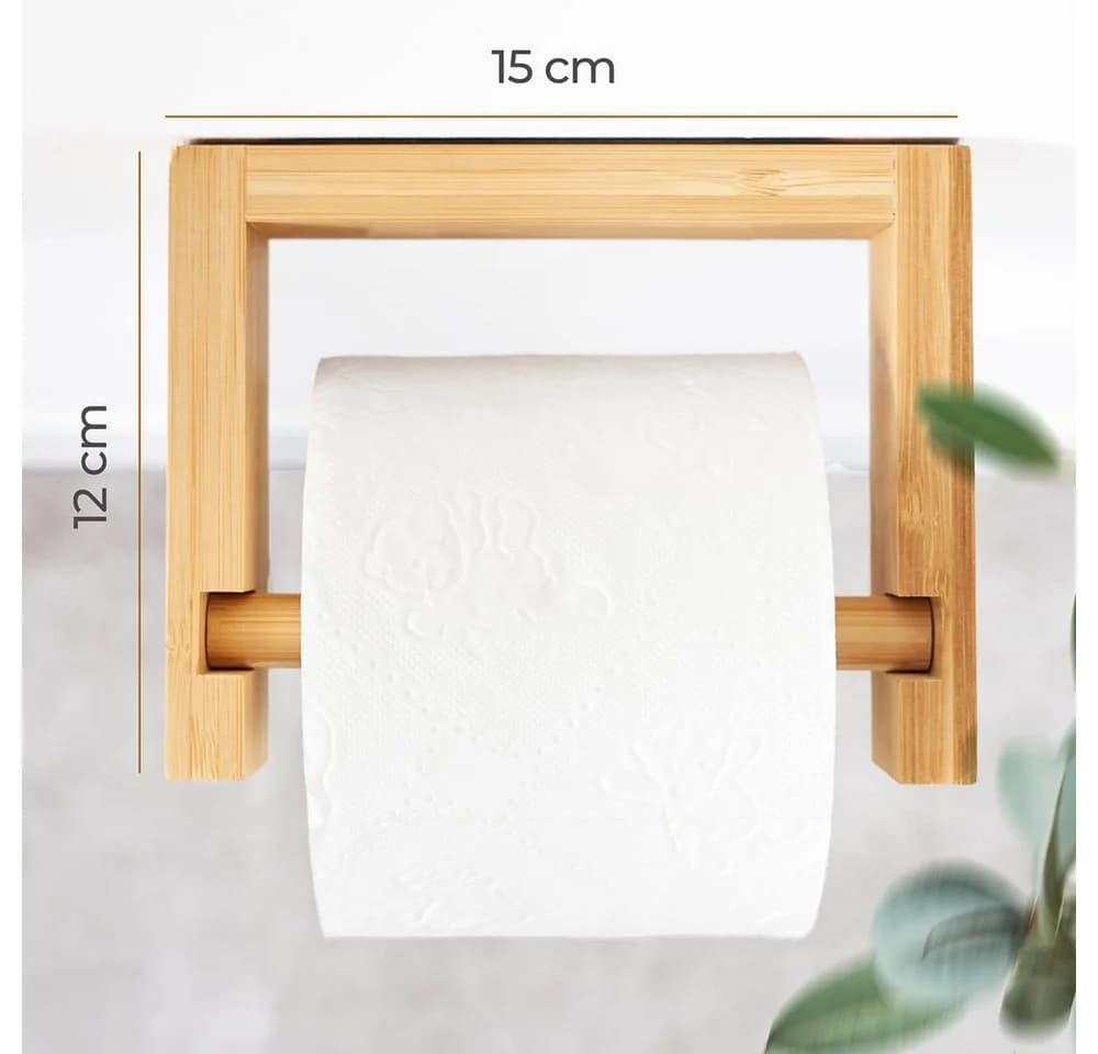 HENNEZ Toilettenpapierhalter Bambus - Selbstklebend Ohne Bohren - Bild 4