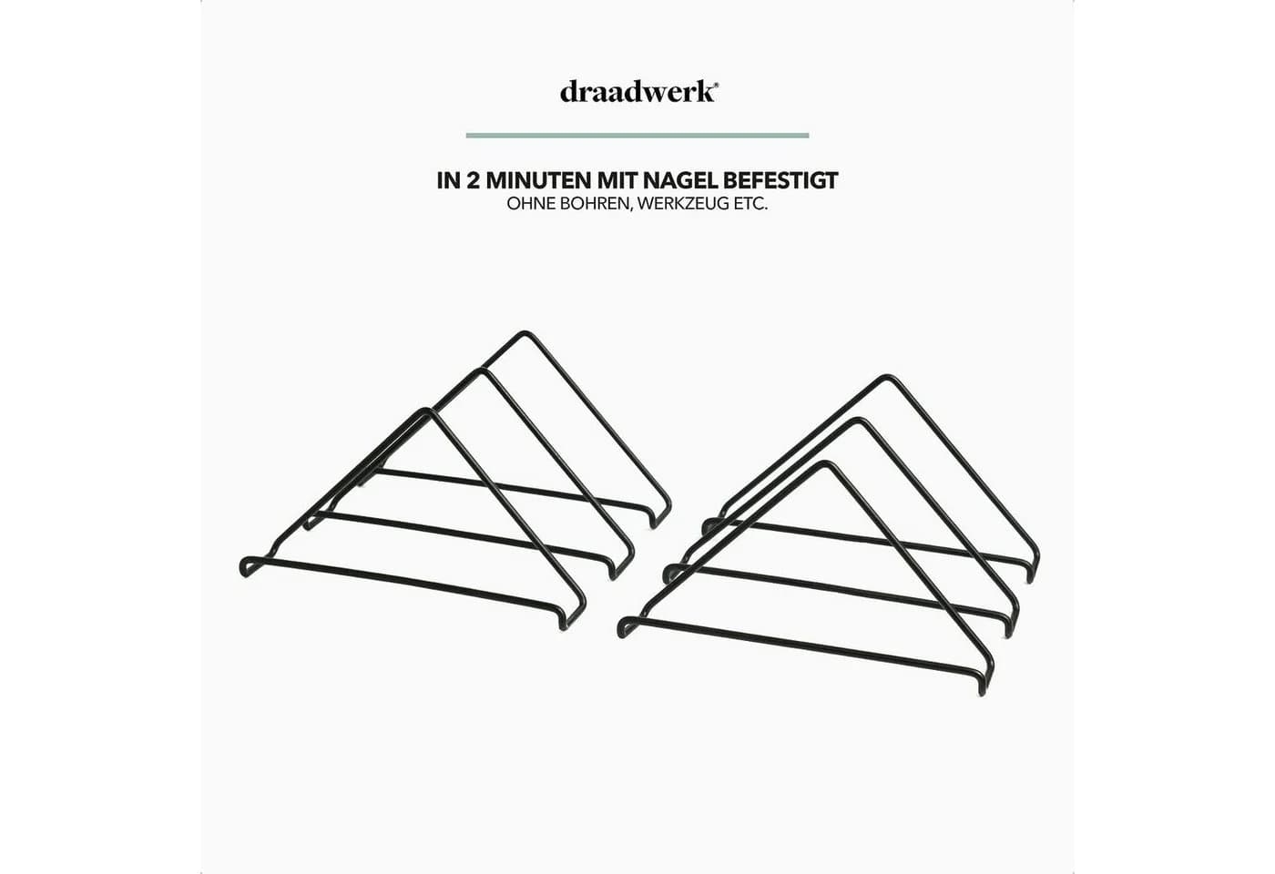 draadwerk® Deko-Wandregal Schallplatten Wandhalterung Set 6-tlg. Schwarz