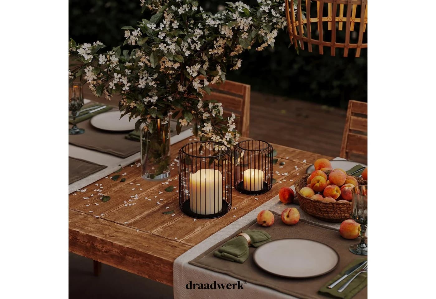 draadwerk® Windlicht 2er Set Kerzenständer Metall Schwarz - Bild 4