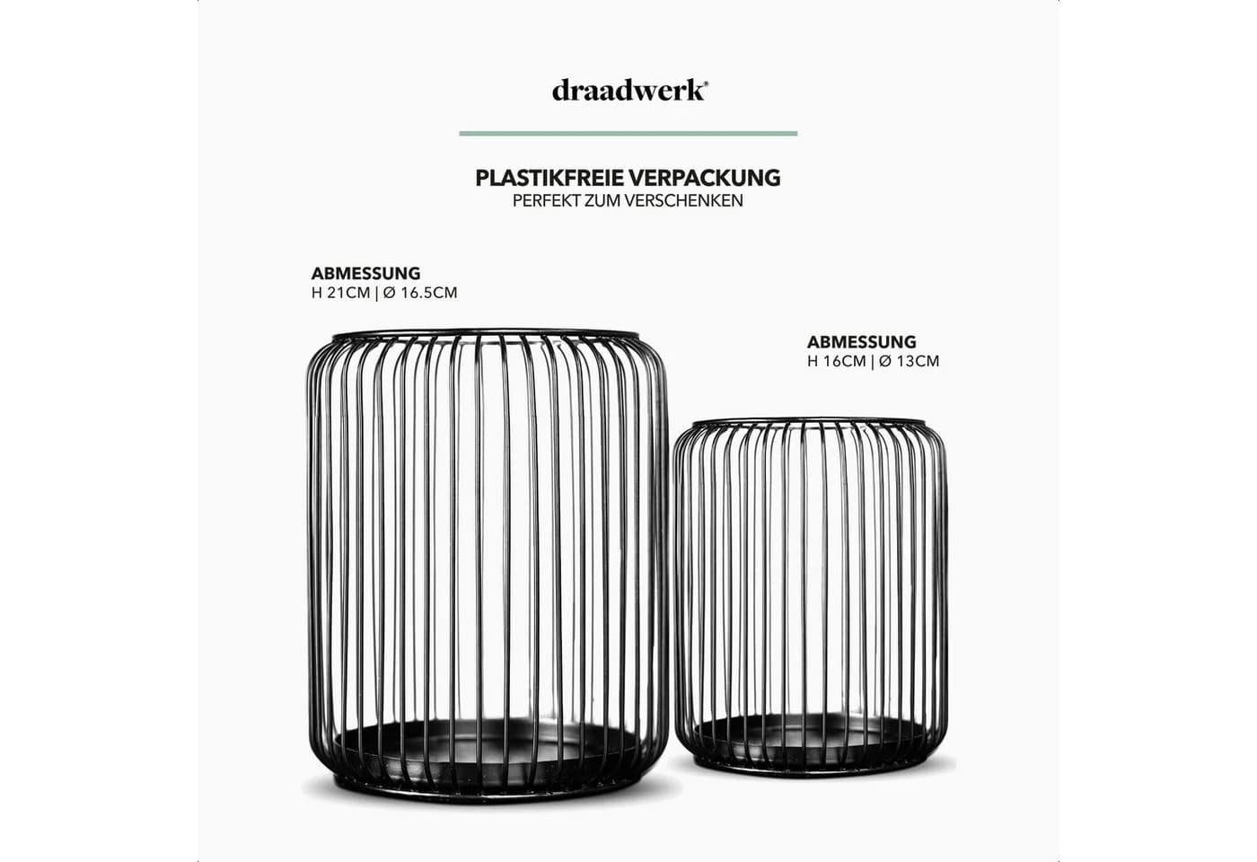 draadwerk® Windlicht 2er Set Kerzenständer Metall Schwarz - Bild 5