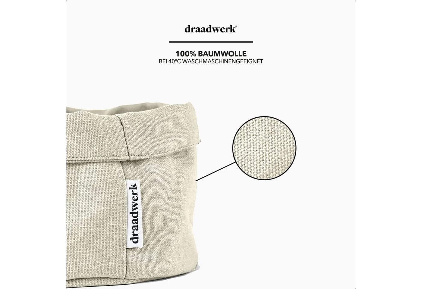 draadwerk® Brotkorb Stoff Beige/Schwarz Aufbewahrungskorb - Bild 2