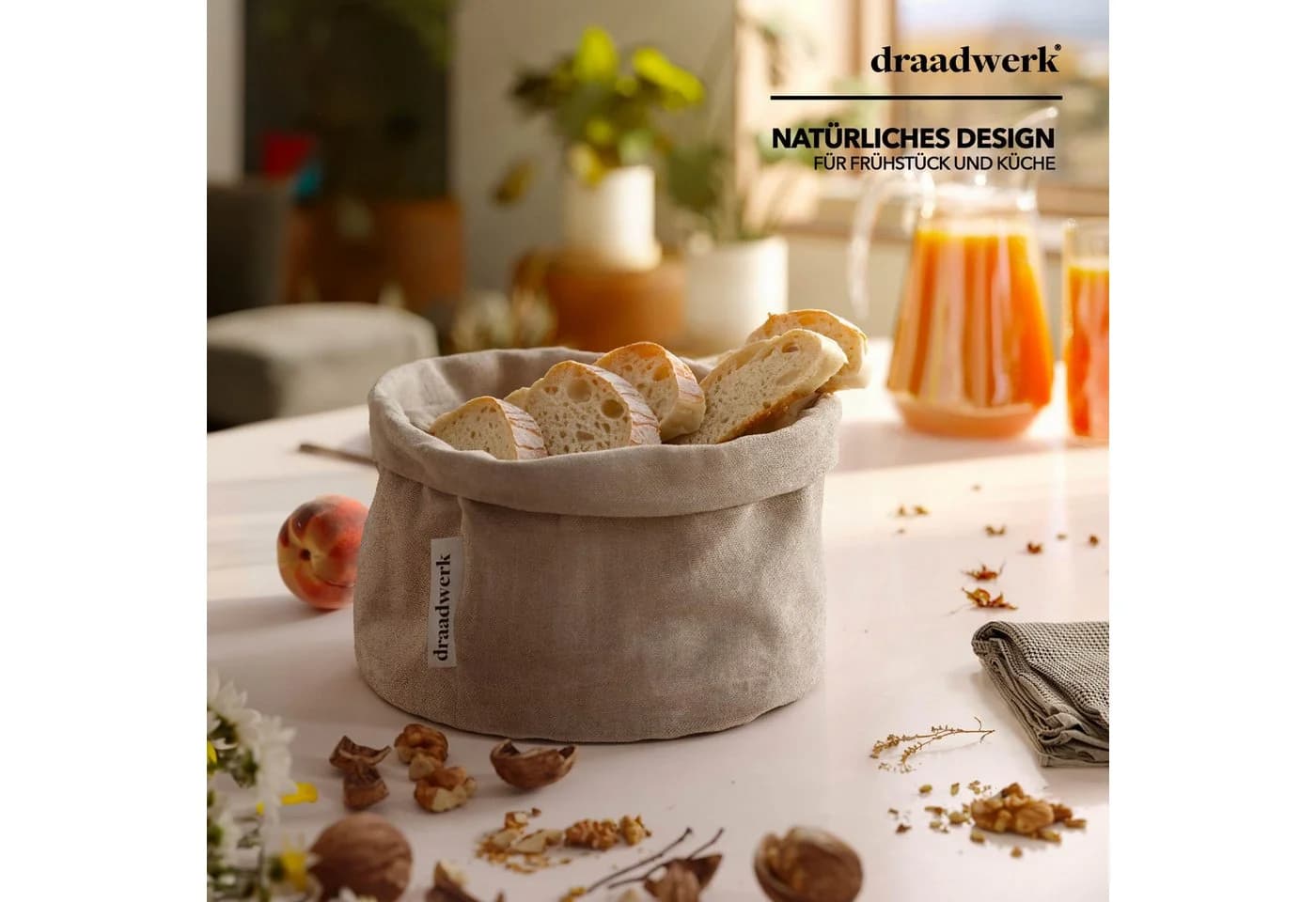 draadwerk® Brotkorb Stoff Beige/Schwarz Aufbewahrungskorb - Bild 4