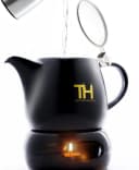 Thiru Teekanne mit Stövchen Porzellan Schwarz 1,2l mit Sieb Bild 2