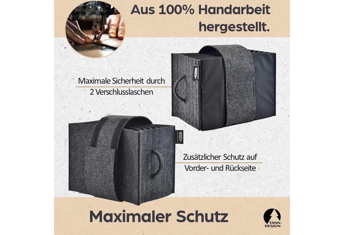 Tanndesign Tellerhalter Filz Schwarz 8 Teller Camping - Bild 3