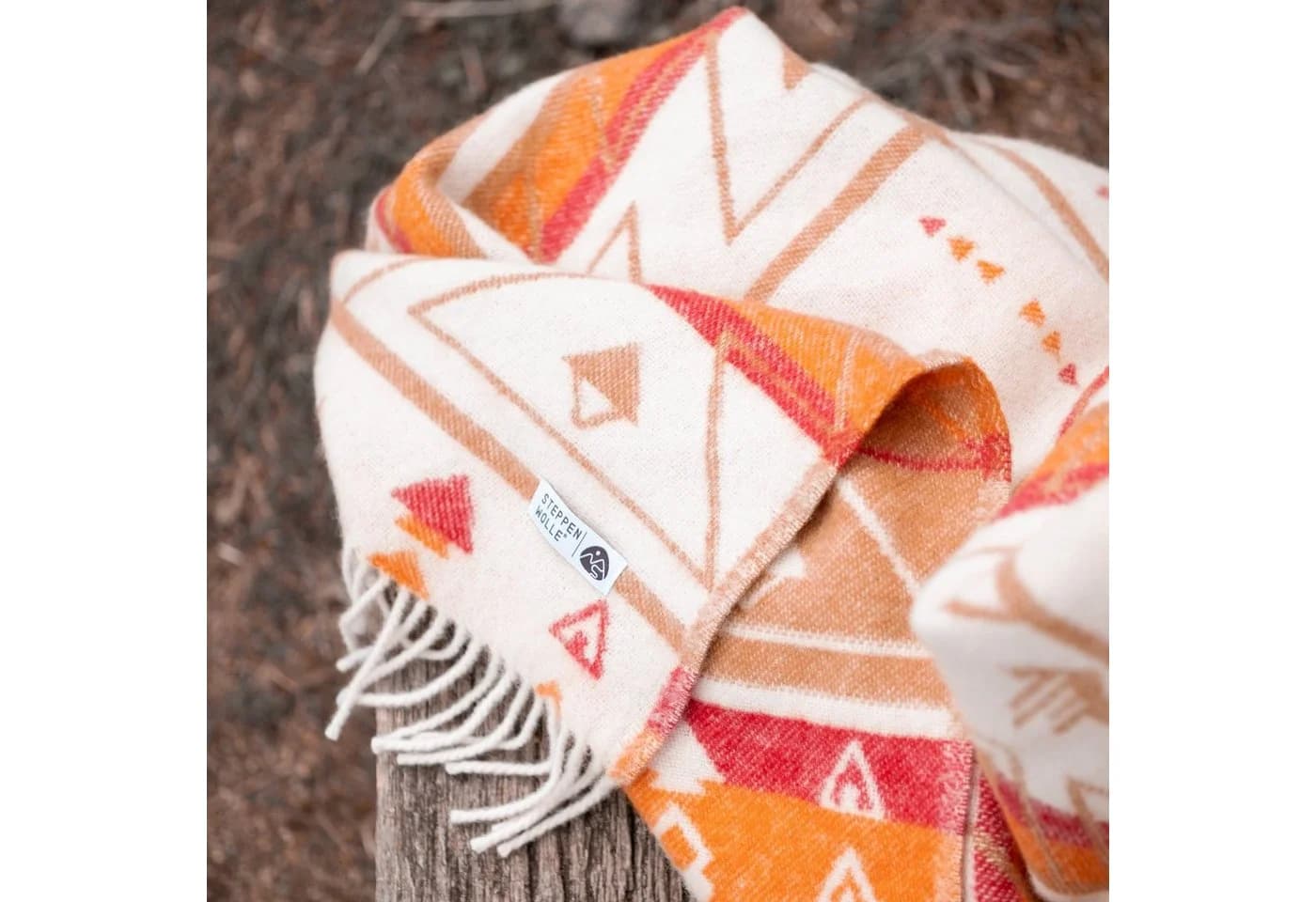 Steppenwolle Plaid CANYON Wolldecke Boho Beige Braun 130x200cm - Bild 3