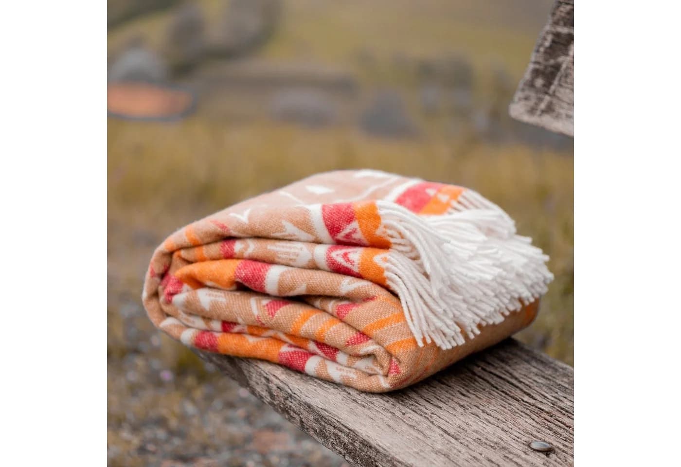 Steppenwolle Plaid CANYON Wolldecke Boho Beige Braun 130x200cm - Bild 5