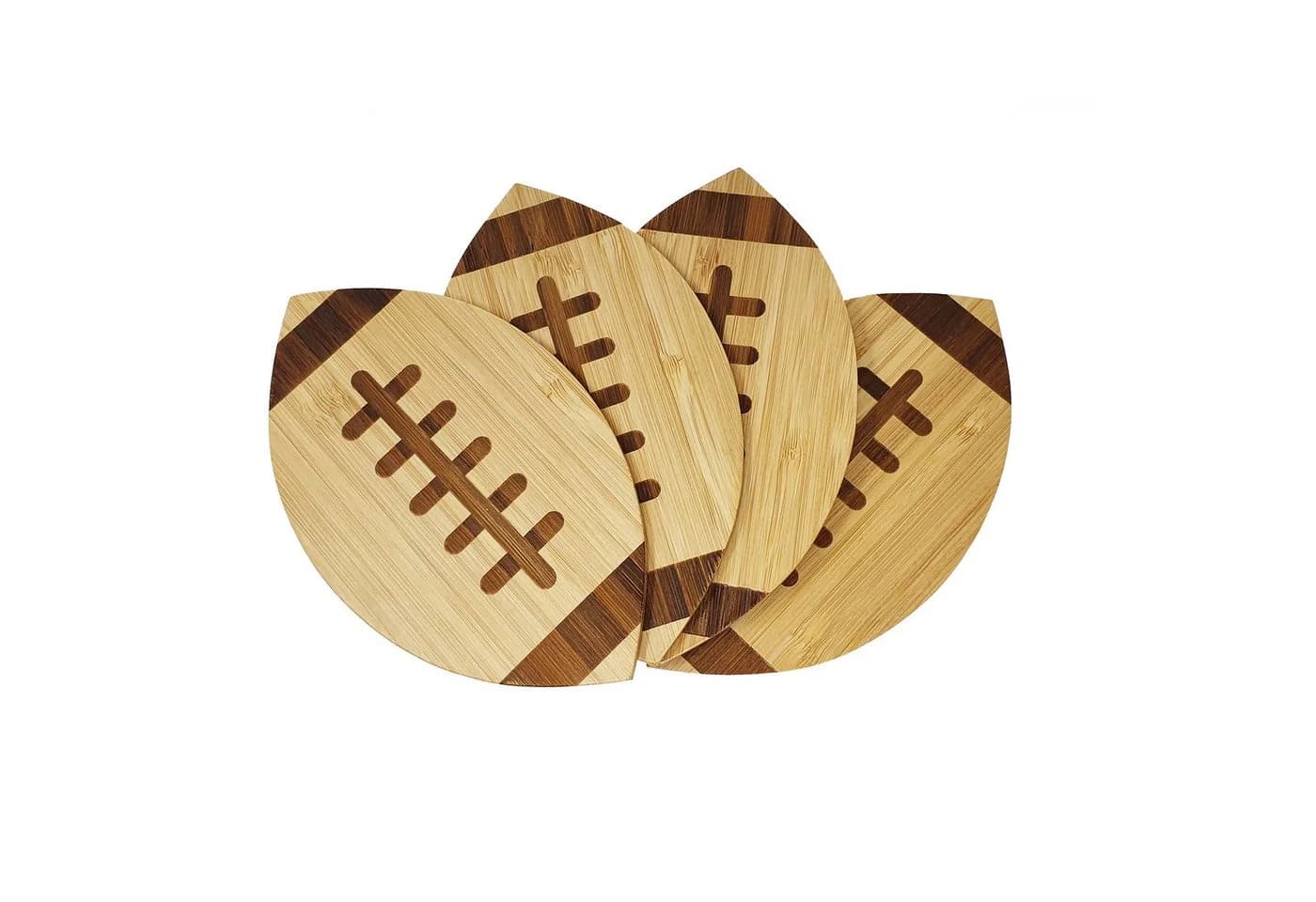40YARDS Getränkeuntersetzer American Football Bambus Set 4-tlg. - Bild 2