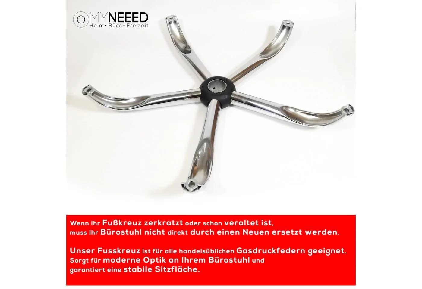 MYNEEED Bürostuhl Fußkreuz aus Stahl Extra Stabil Chrom - Bild 5