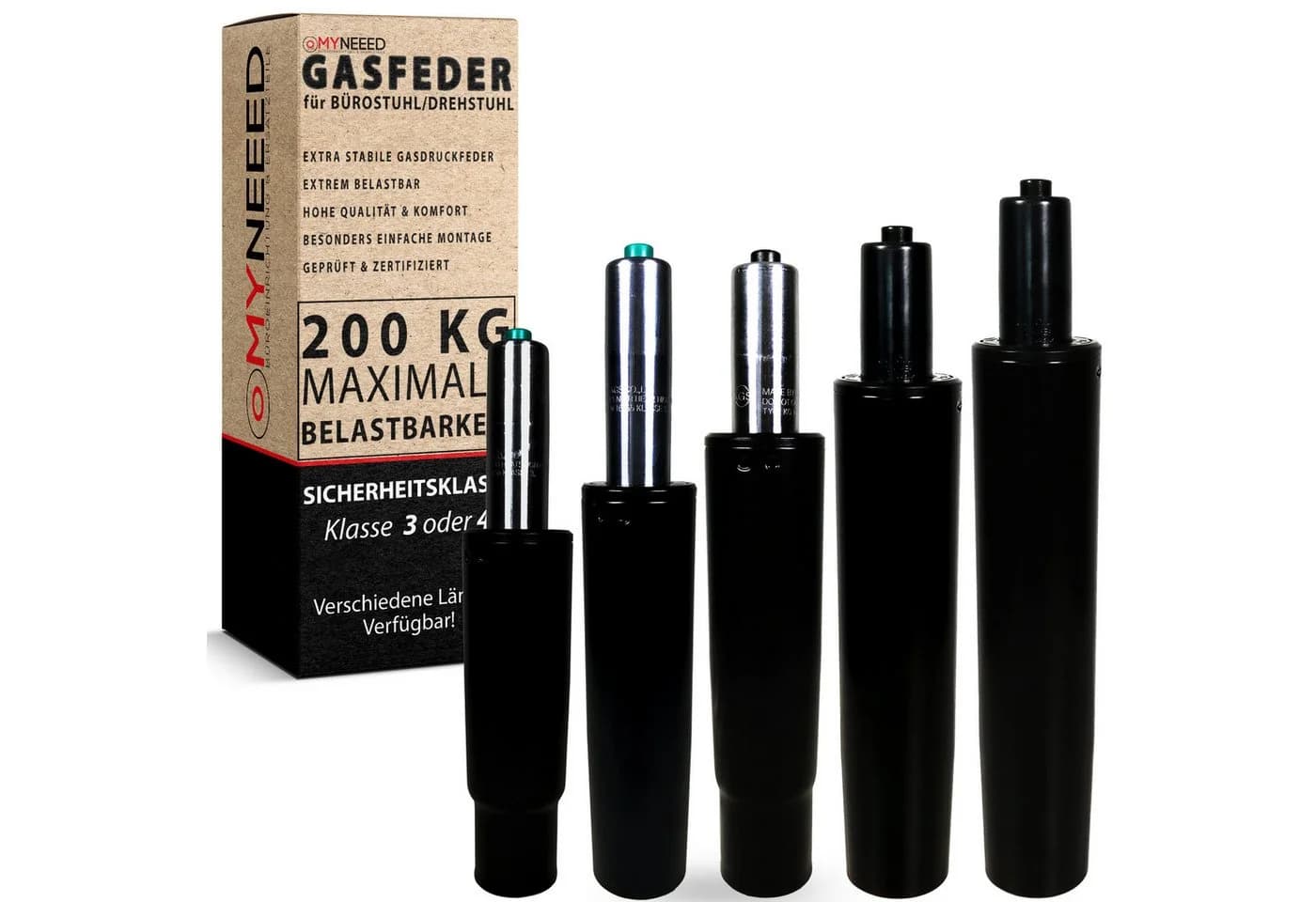 MYNEEED Bürostuhl Gasdruckfeder Schwarz bis 200kg Belastbarkeit - Bild 2