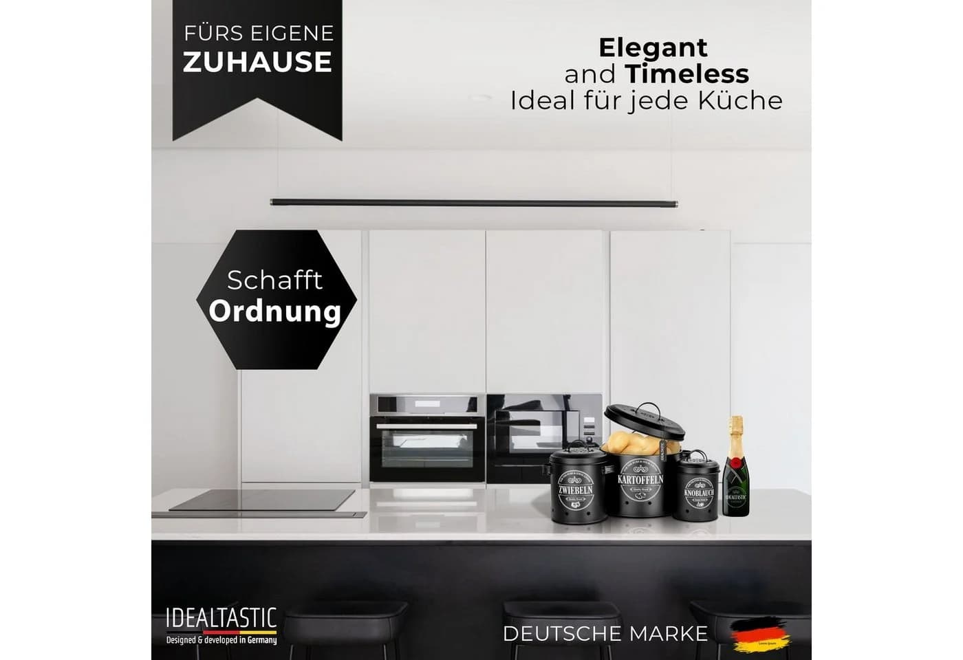IDEALTASTIC Vorratsdose Set 3-tlg. Schwarz Legierter Stahl mit 360° Belüftung - Bild 4
