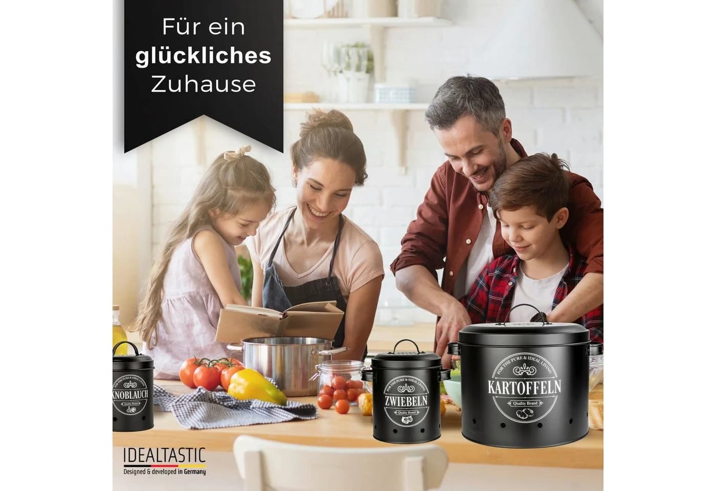 IDEALTASTIC Vorratsdose Set 3-tlg. Schwarz Legierter Stahl mit 360° Belüftung - Bild 5