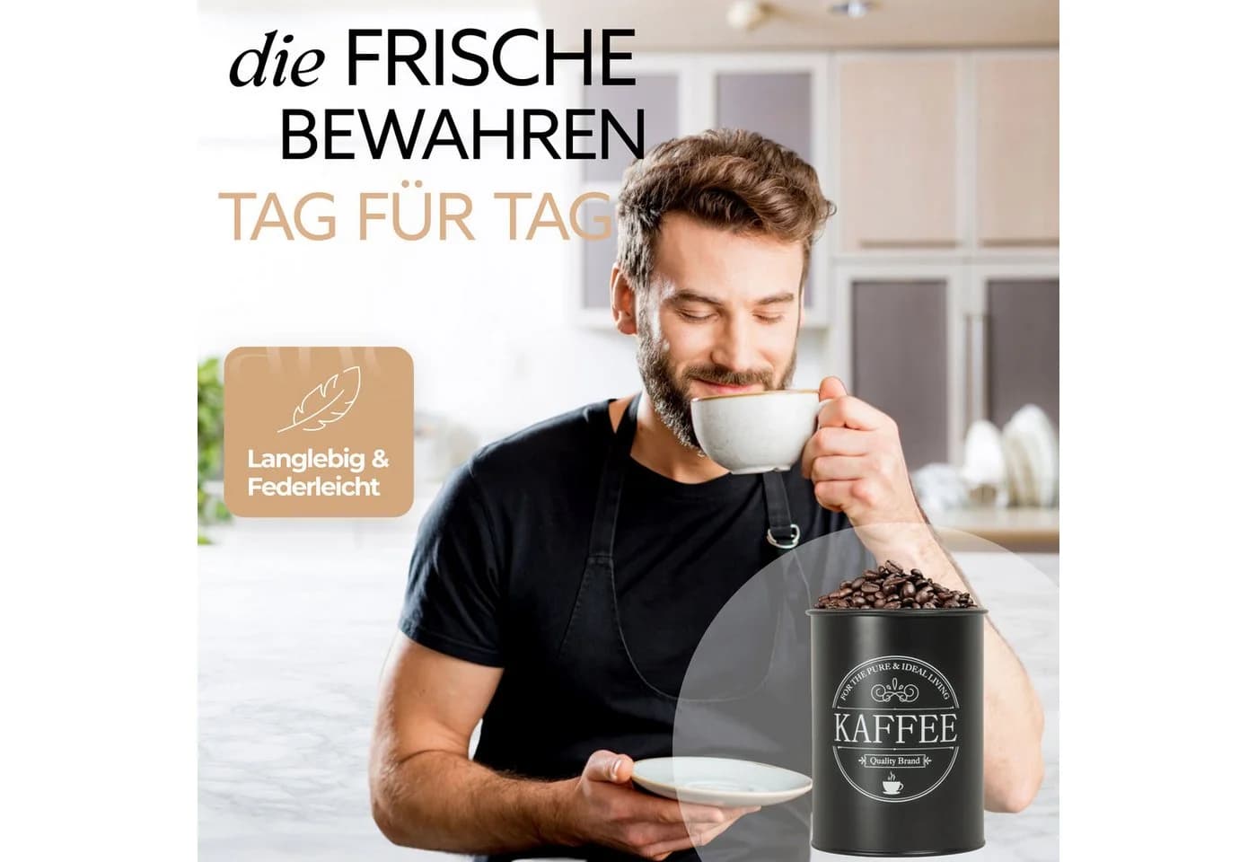 IDEALTASTIC Vorratsdose Premium 1KG Schwarz Stahl Luftdicht - Bild 3