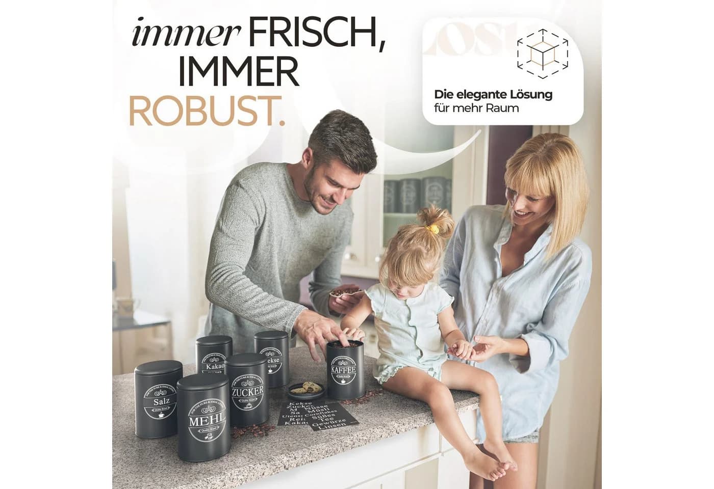 IDEALTASTIC Vorratsdose Premium 1KG Schwarz Stahl Luftdicht - Bild 5