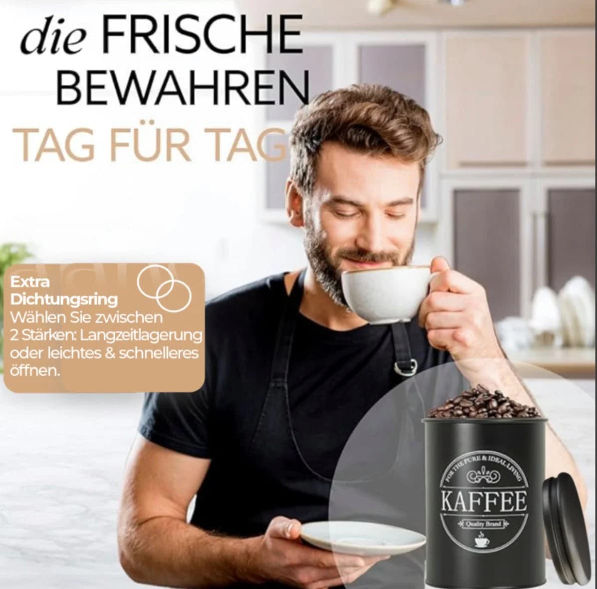 IDEALTASTIC Kaffeedose 500g Luftdicht Stahl Schwarz - Bild 4