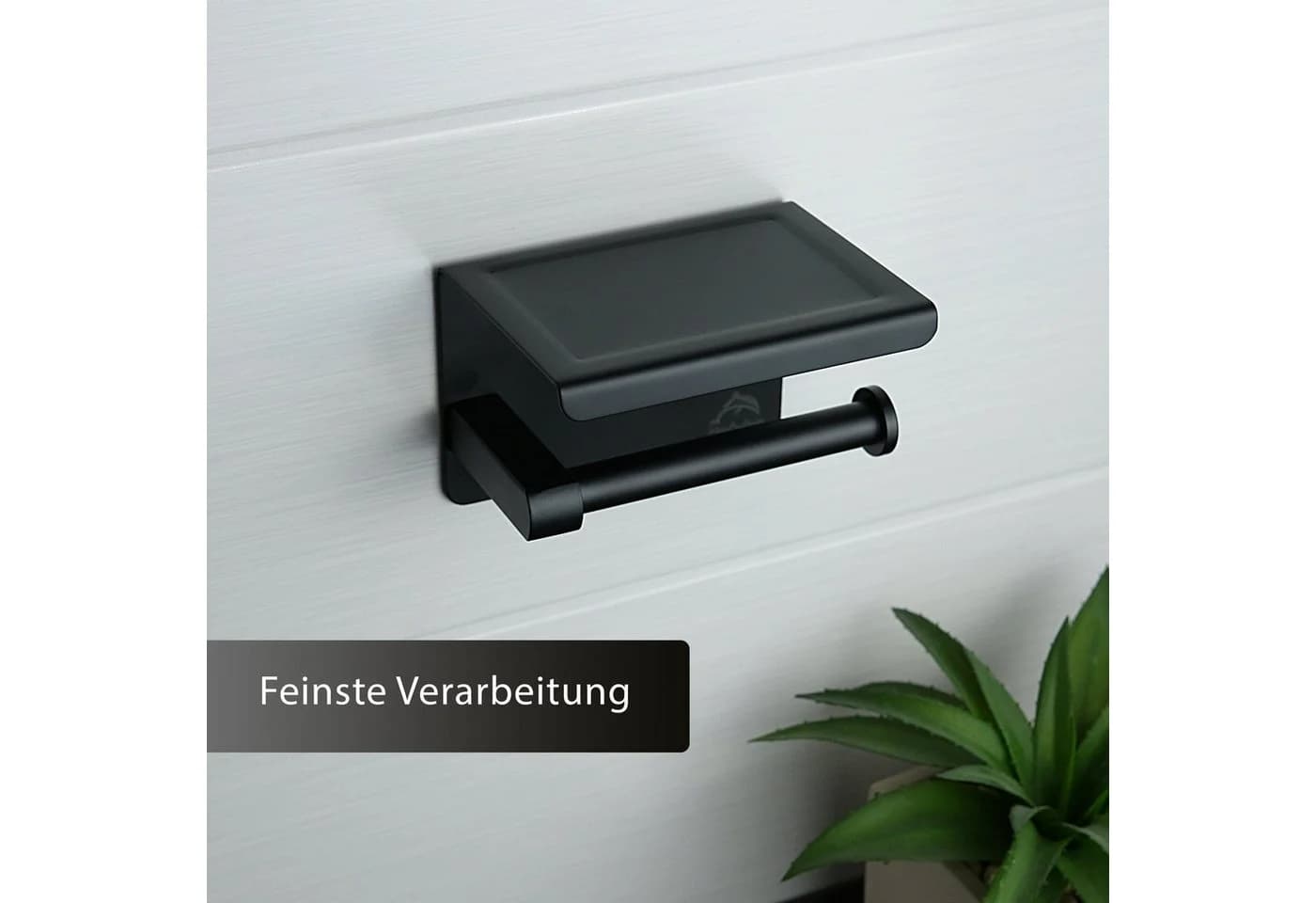 Dolvhin Toilettenpapierhalter ohne Bohren Edelstahl Schwarz Matt mit Ablage - Bild 3