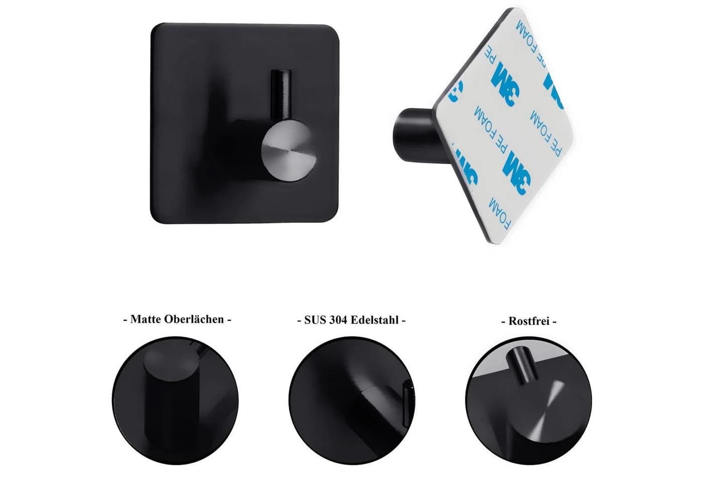 Dolvhin Toilettenpapierhalter ohne Bohren mit Ablage & 2 Haken Edelstahl - Bild 4