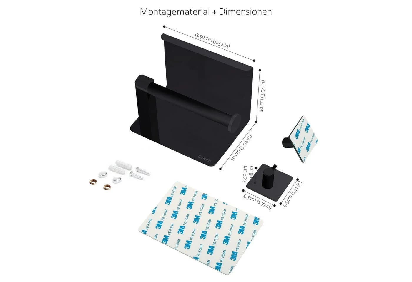 Dolvhin Toilettenpapierhalter ohne Bohren mit Ablage & 2 Haken Edelstahl - Bild 5