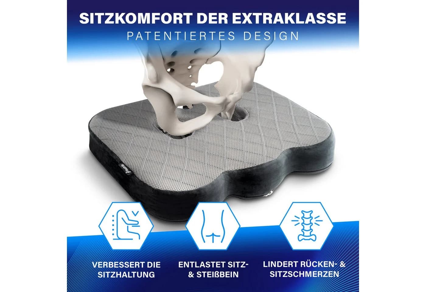 Healthfix Steißbeinkissen Orthopädisches Sitzkissen Memory Foam