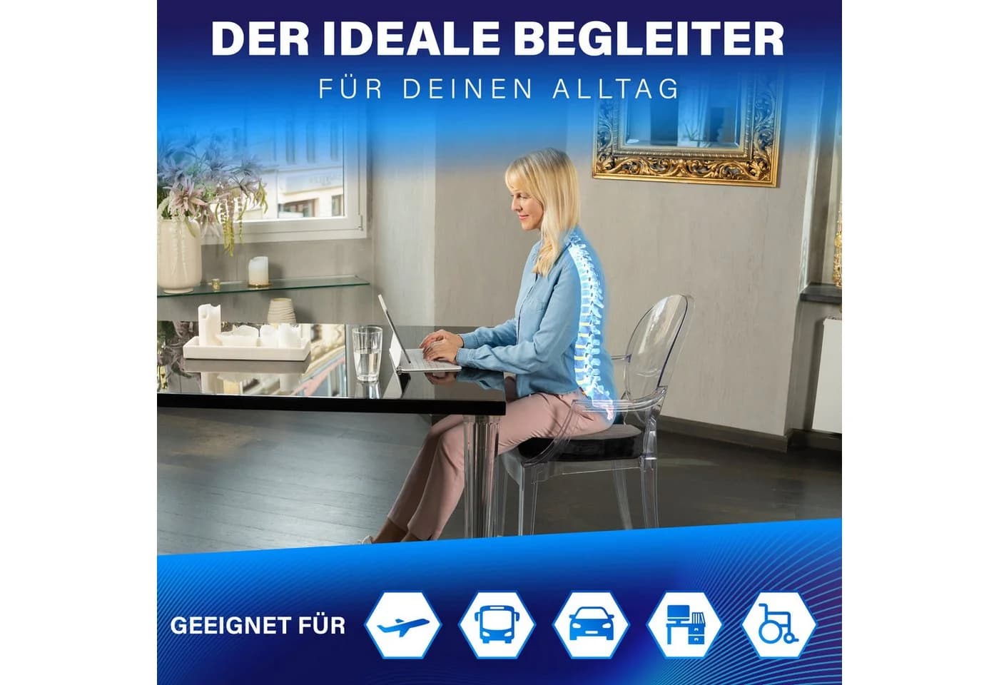 Healthfix Steißbeinkissen Orthopädisches Sitzkissen Memory Foam - Bild 3
