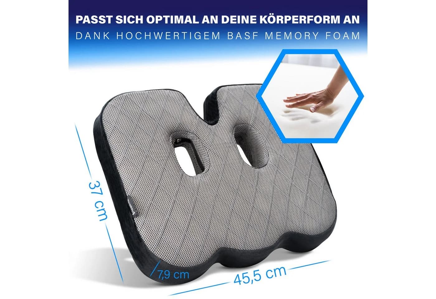 Healthfix Steißbeinkissen Orthopädisches Sitzkissen Memory Foam - Bild 4