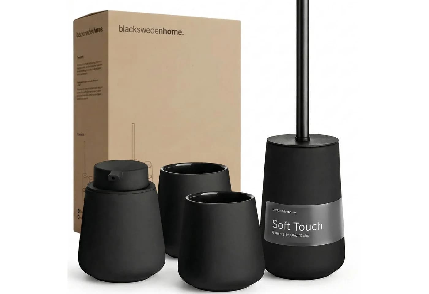 blackswedenhome Badaccessoire-Set Schwarz Keramik Soft Touch - Bild 2