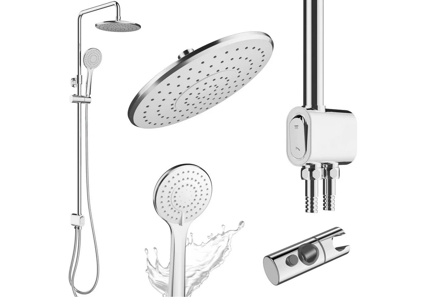 Laakfeld Duschsystem ohne Armatur Edelstahl mit Druckknopf Regendusche - Bild 2