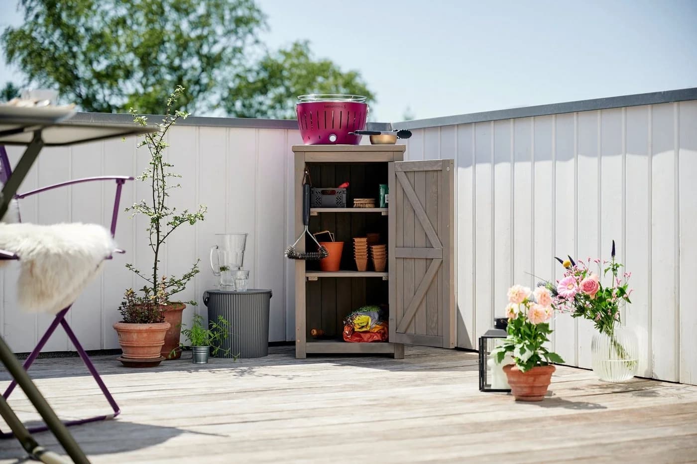 BUTENKIST Gartenbox NEELE Grau Aufbewahrung aus Holz Balkonschrank - Bild 2