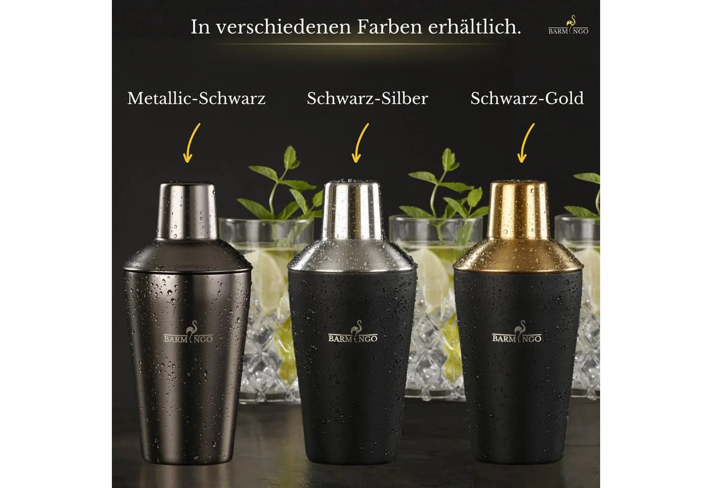 BARMINGO Cocktail-Set Edelstahl 5-tlg. Schwarz