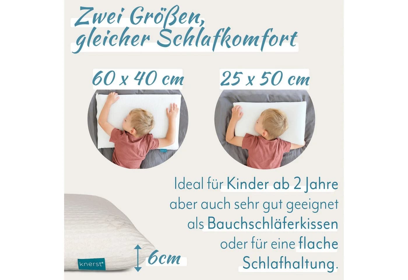 KNERST Kinderkopfkissen CosyPUR Gelschaum für alle Schlafpositionen