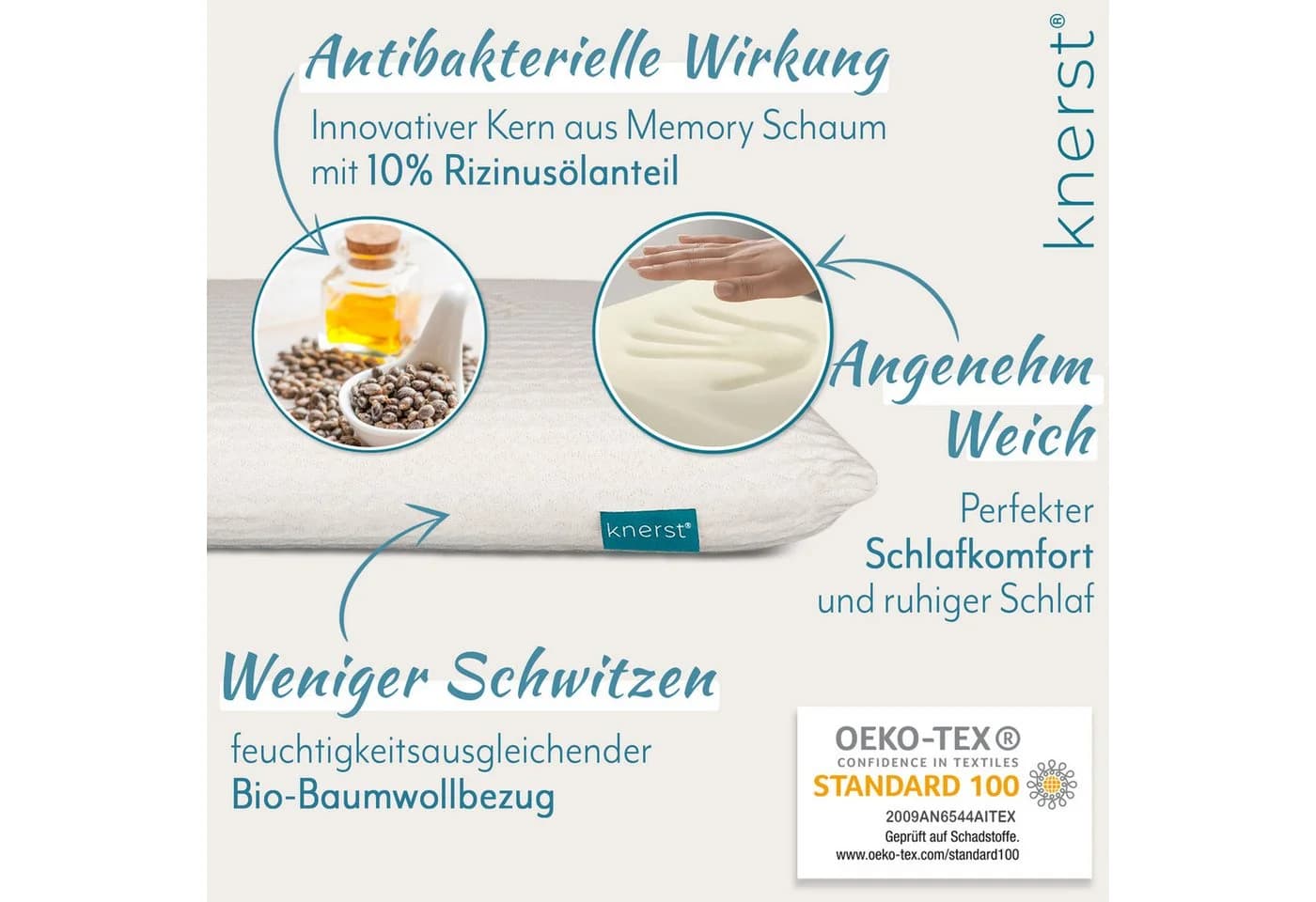 KNERST Kinderkopfkissen CosyPUR Gelschaum für alle Schlafpositionen - Bild 4