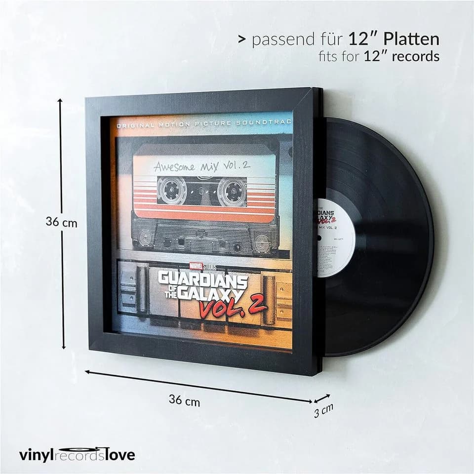VinylRecordsLove Schallplattenrahmen 2er Set Schwarz Holz - Bild 2