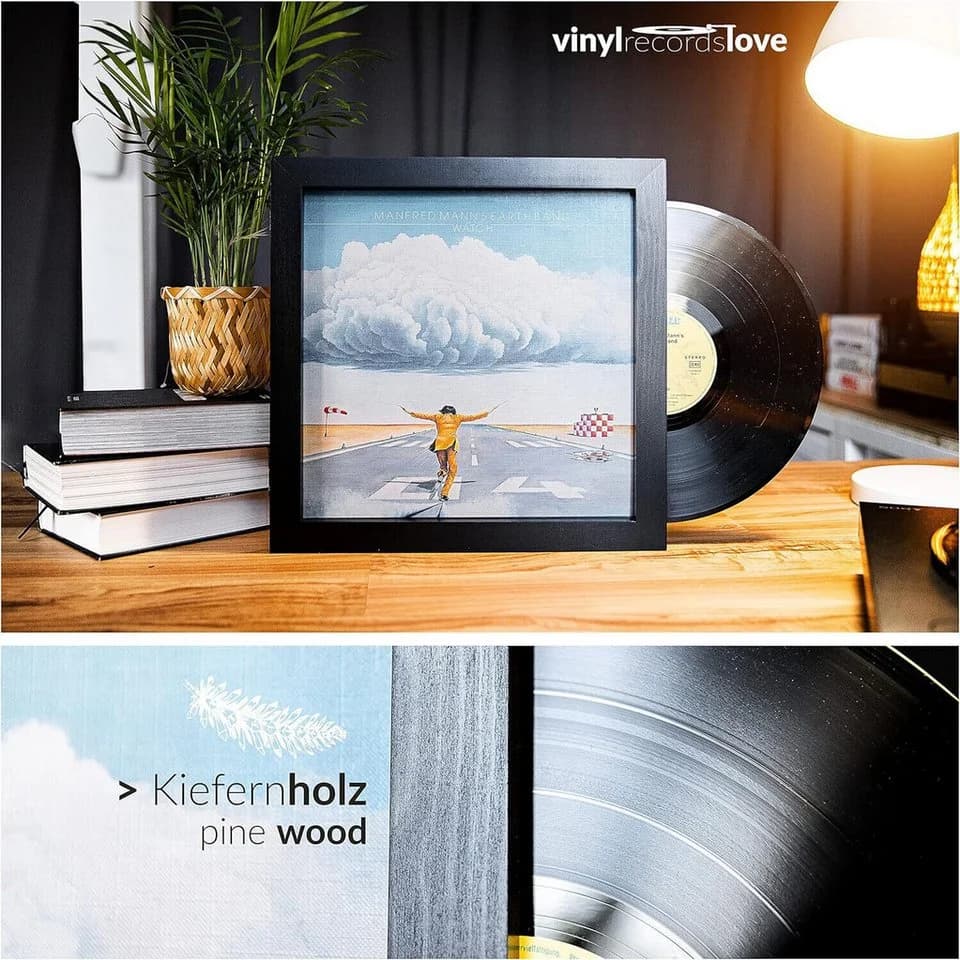 VinylRecordsLove Schallplattenrahmen 2er Set Schwarz Holz - Bild 4