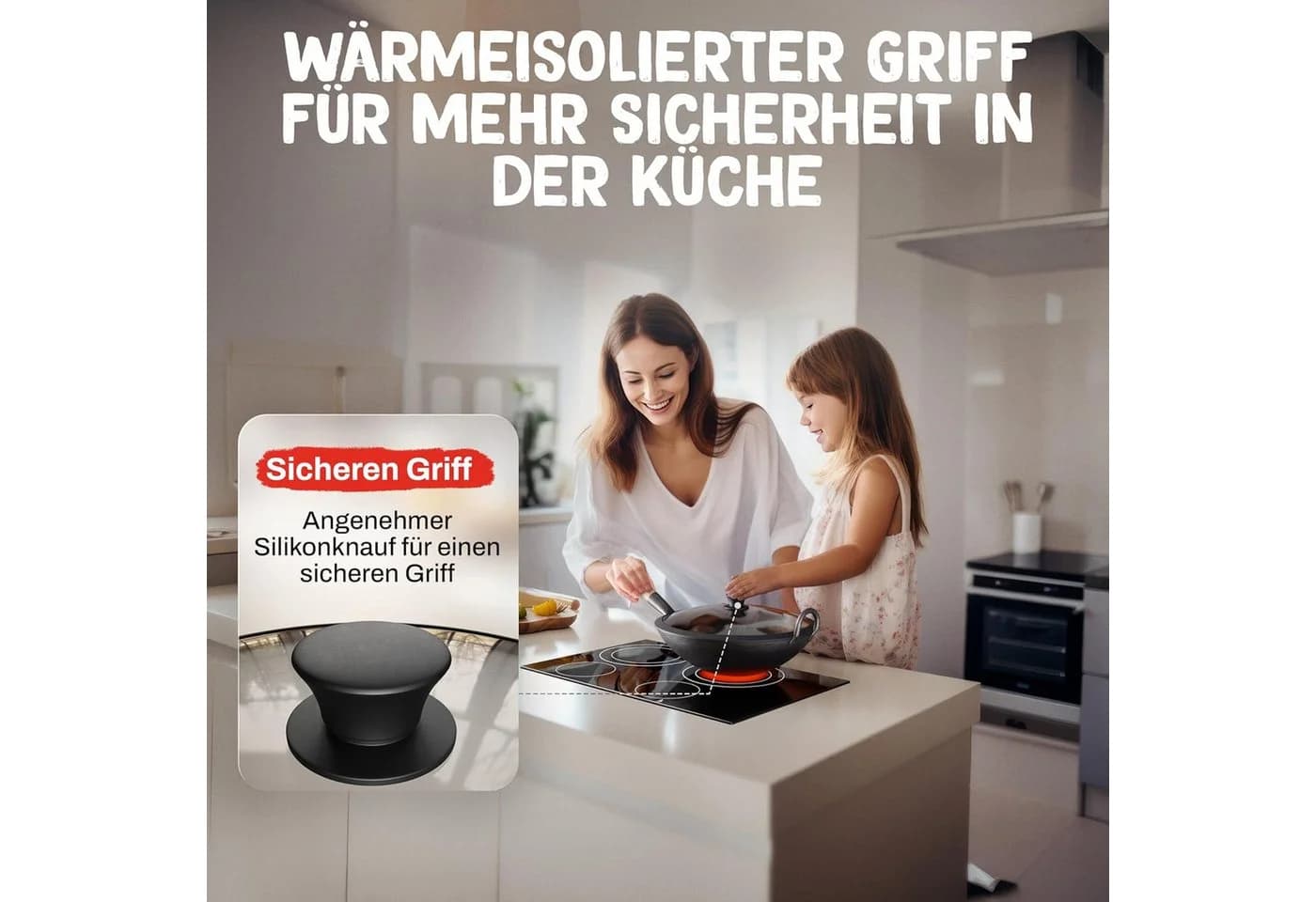 Flavemotion Wok-Deckel 36cm Glas mit Silikonrand - Bild 5