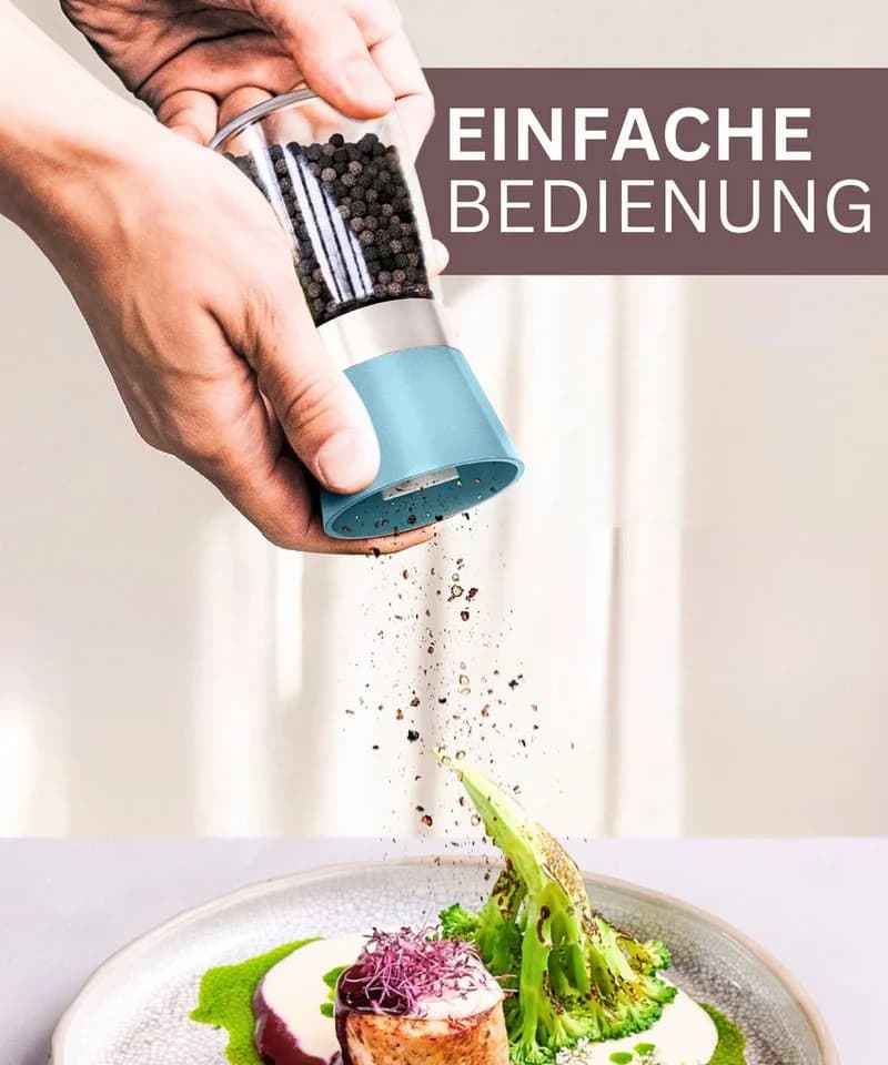 Hannah's Homebrand Salz- und Pfeffermühle Set Manuell Edelstahl