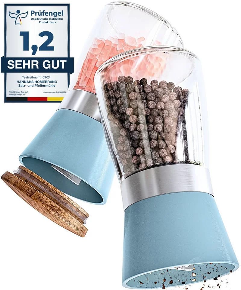 Hannah's Homebrand Salz- und Pfeffermühle Set Manuell Edelstahl - Bild 2
