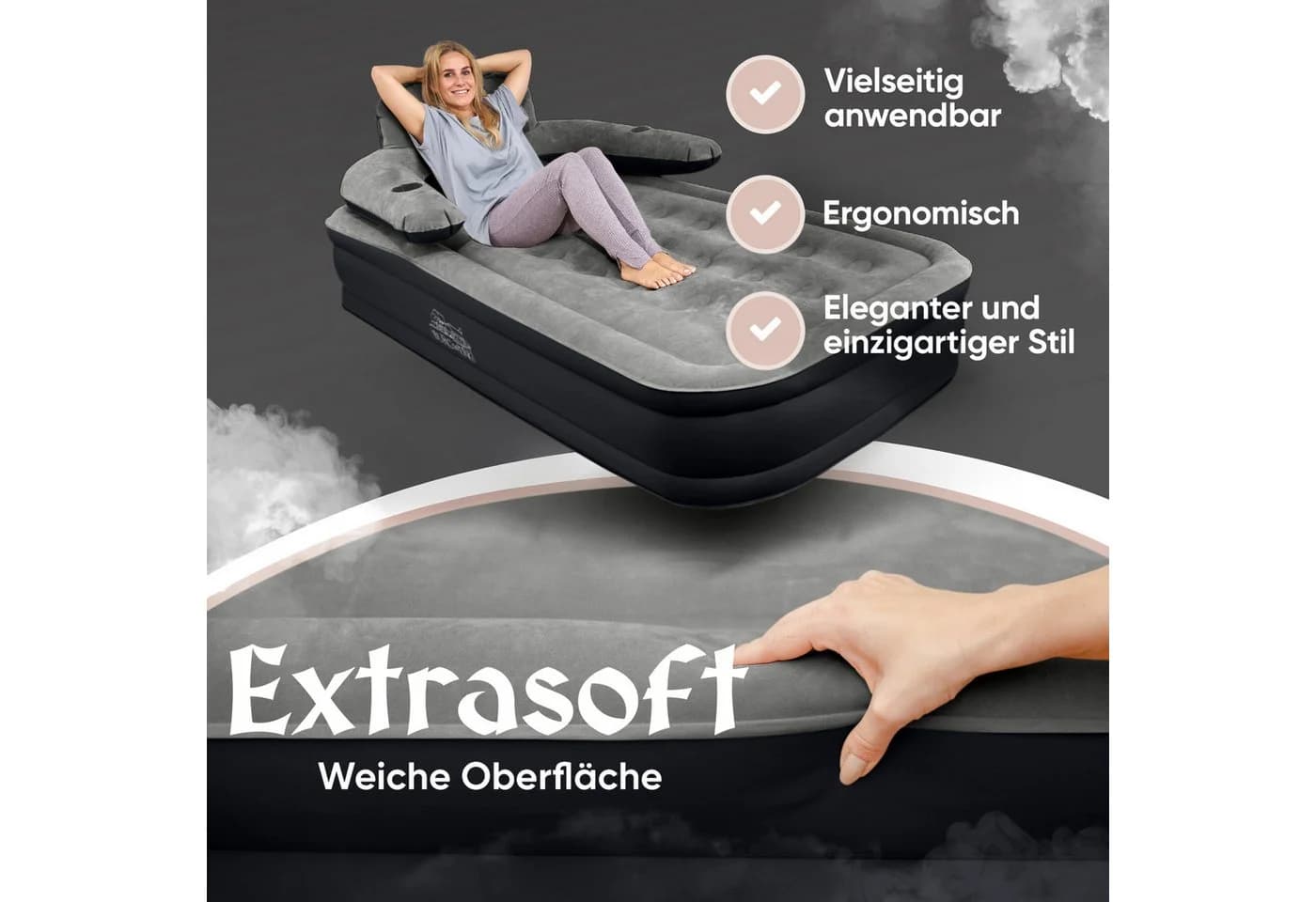 Burgwerk Luftbett Burgtraum Schwarz/Anthrazit - Bild 5