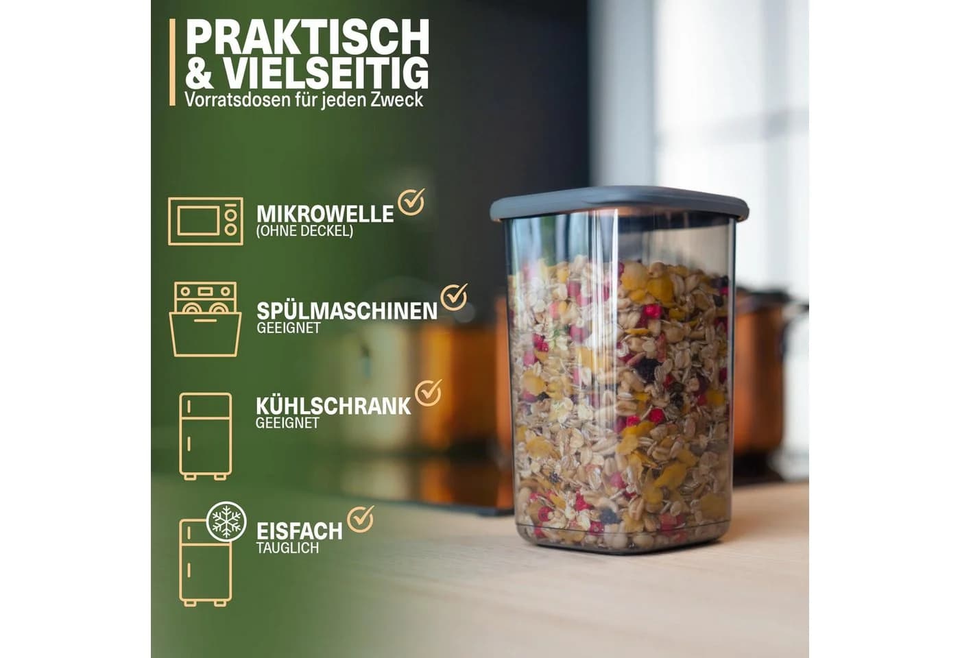 Viwares Vorratsdose Set 12-tlg. Anthrazit Stapelbar BPA-frei - Bild 4