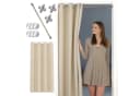 tinycurtains Türvorhang mit Stange silber 70-120 cm Thermo Vorhang ohne Bohren, mit Magneten, Ösen, abdunkelnd, Polyester, beige Driftwood Bild 2
