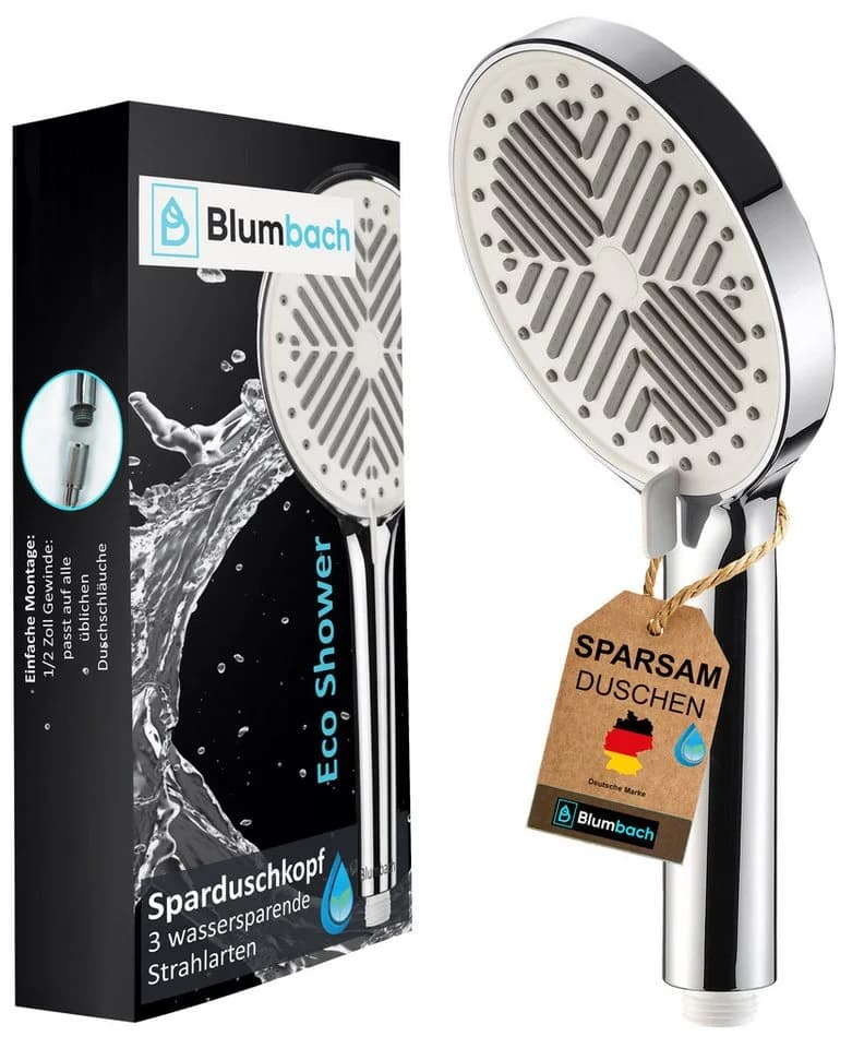 Blumbach Handbrause Eco Shower - 3 Strahlarten, Wassersparend, Chrom - Bild 2